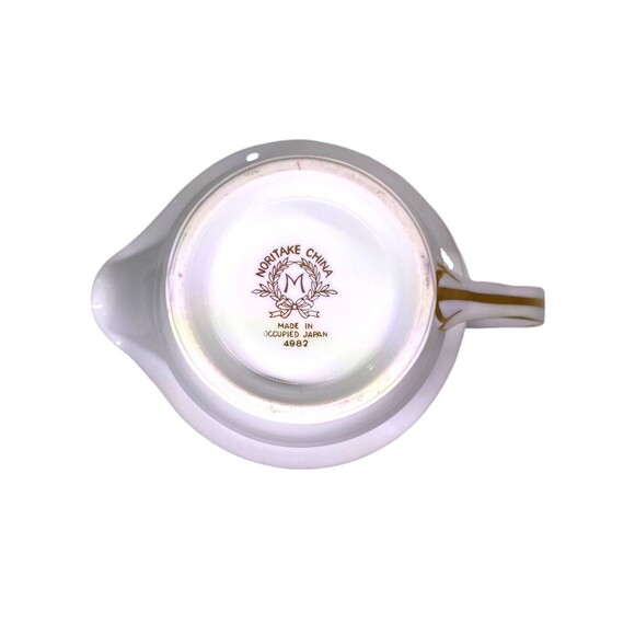 Noritake Patricia Small Creamer Pitcher 4982 White w/Gold Trim - Picture 6 of 9